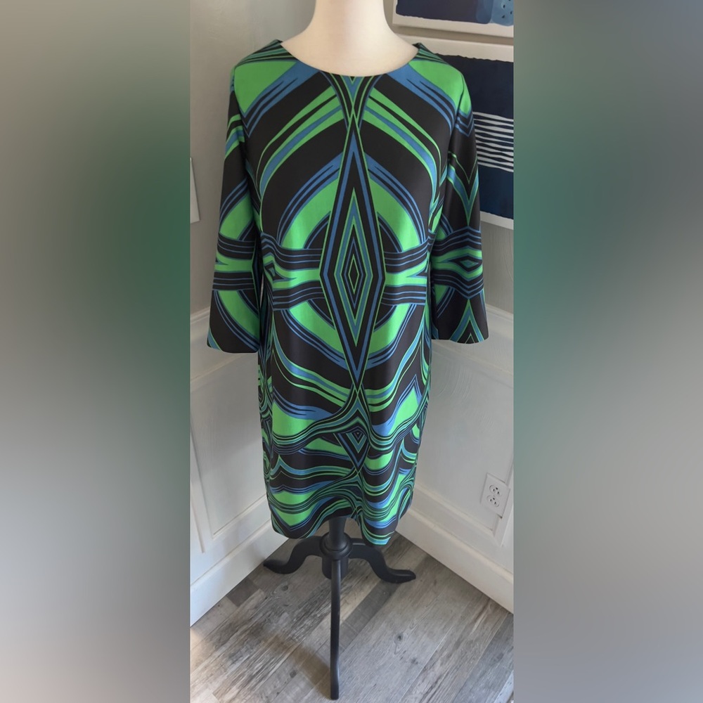 NWT J. Taylor Green and Black Dress